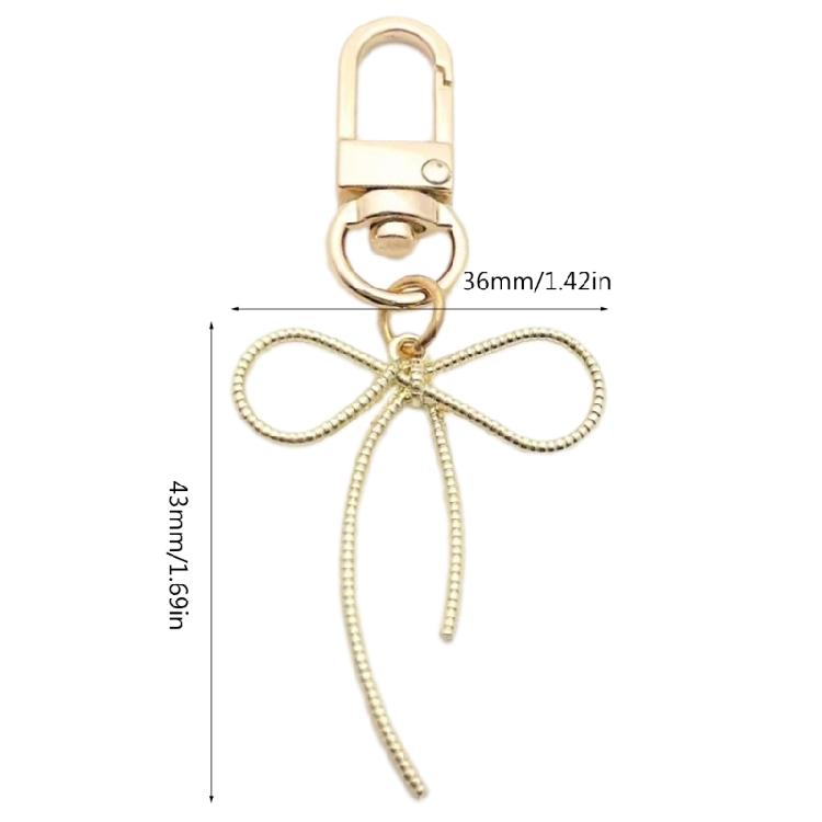 Trendy Bowknot Shape Key Rings Pendant Butterfly Knot Beads Keychain Accessories