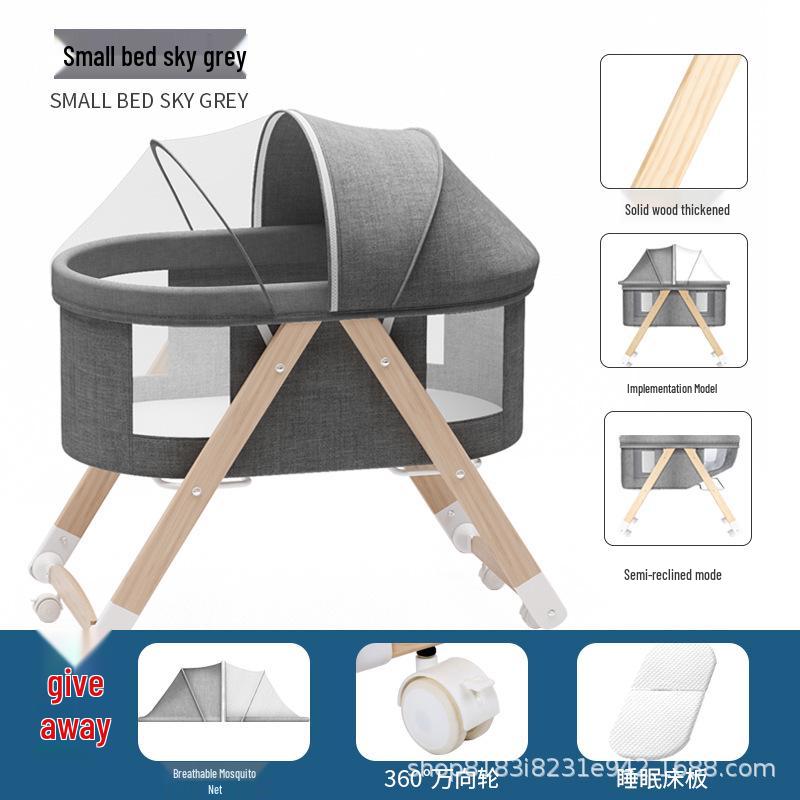 Convertible Foldable Bassinet for Newborns: Portable Baby Rocking Crib Connects to Larger Beds