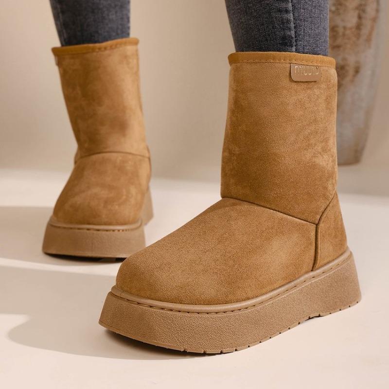 Winter new thickened wool snow boots~ round head thick-soled sleeve lightweight muffin bottom large size short boots cotton boots women