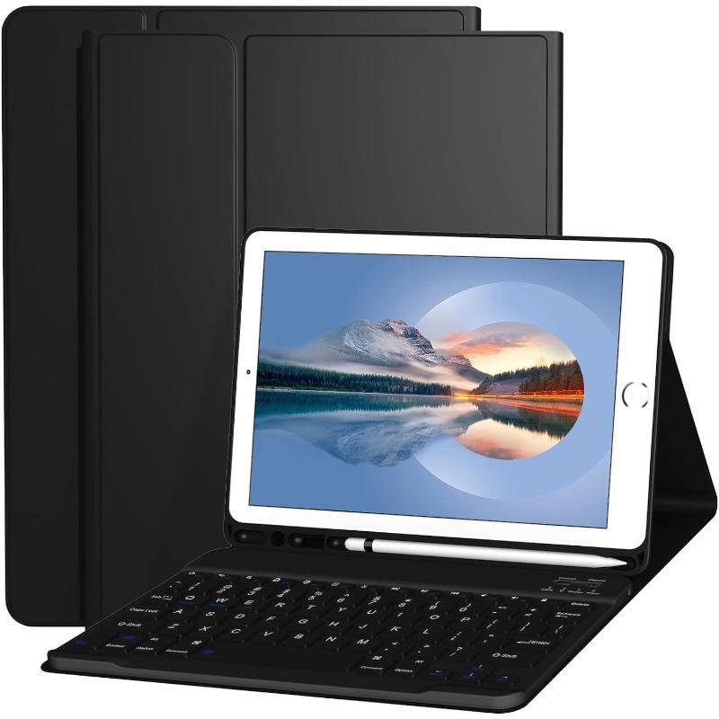 iPad 9.7/Air 2 Magnetic Bluetooth Keyboard Protective Leather Case with Pen Slot