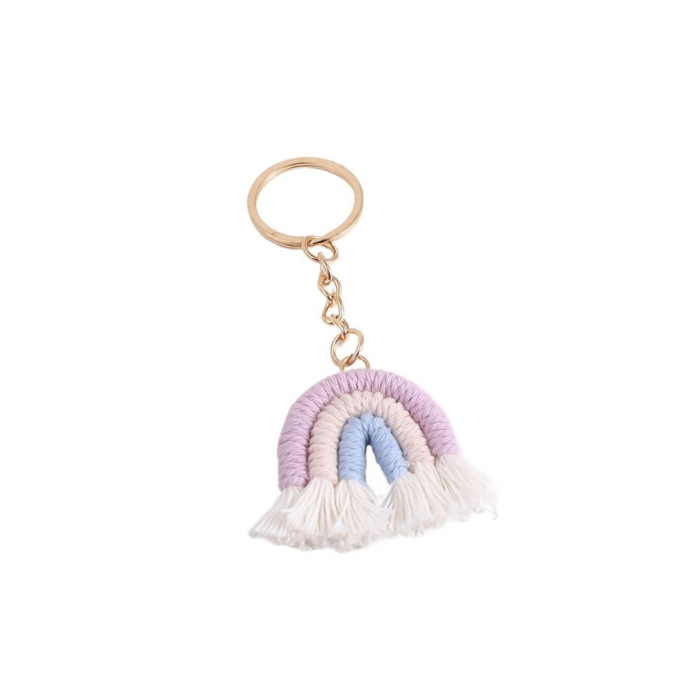 Pretty Three Color Rainbow Key Chain Fashion Knitted Rainbow Keychain  Girl