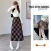 Women's Slimming High Waist Plaid Wool Midi Skirt - Retro Autumn/Winter A-Line Style