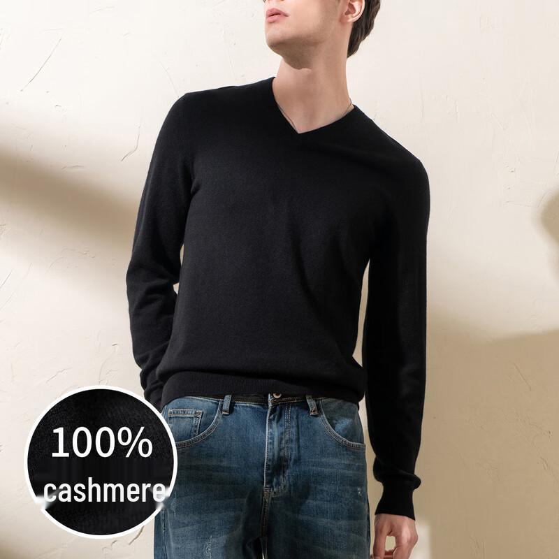 Sinuofu De Men's Spring 100% Cashmere V-Neck Sweater