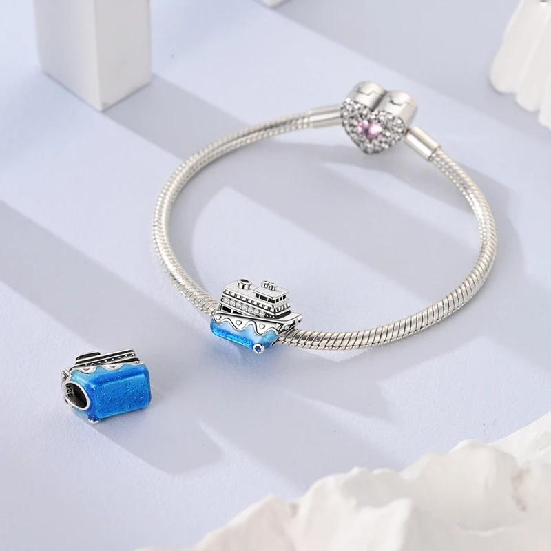 Blue Ocean Cruise Beads Copper Original Beads Fit Originalcharms Bracelet Jewelry Diy Fine Gifts For Women