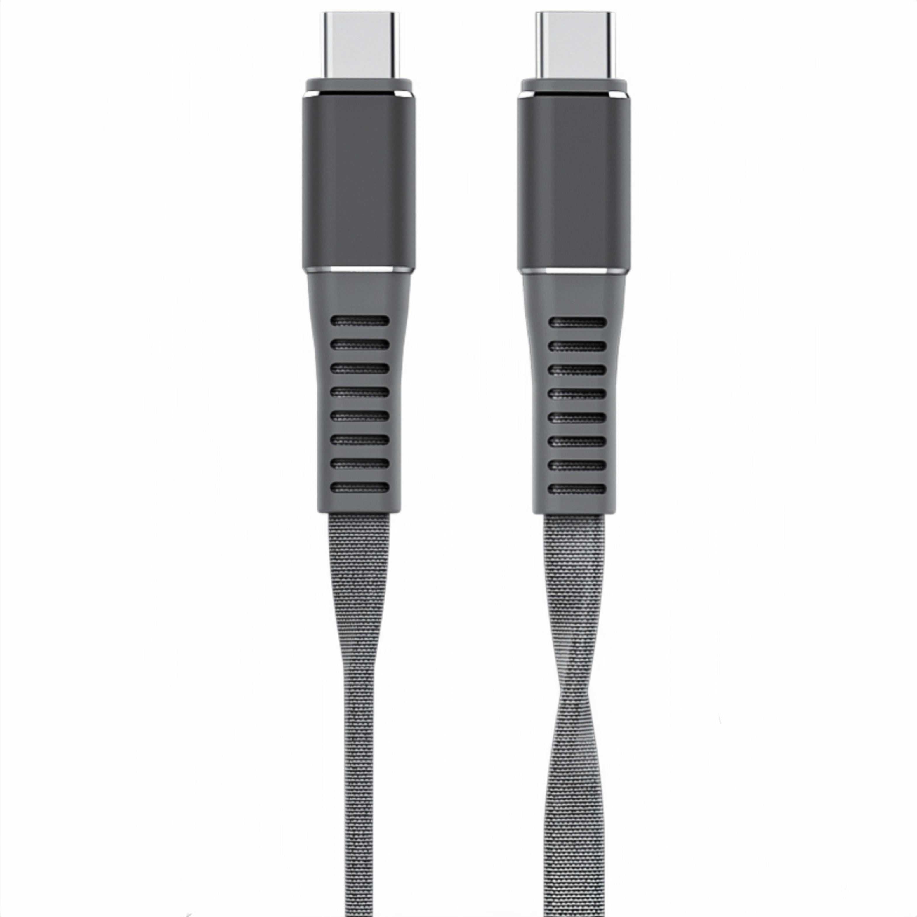 New Factory Supplier Flat Braided Cable Type c to Type c Cable for Iphone Fast Charging Data Transfer Cord Factory Supplier 1 meter серый