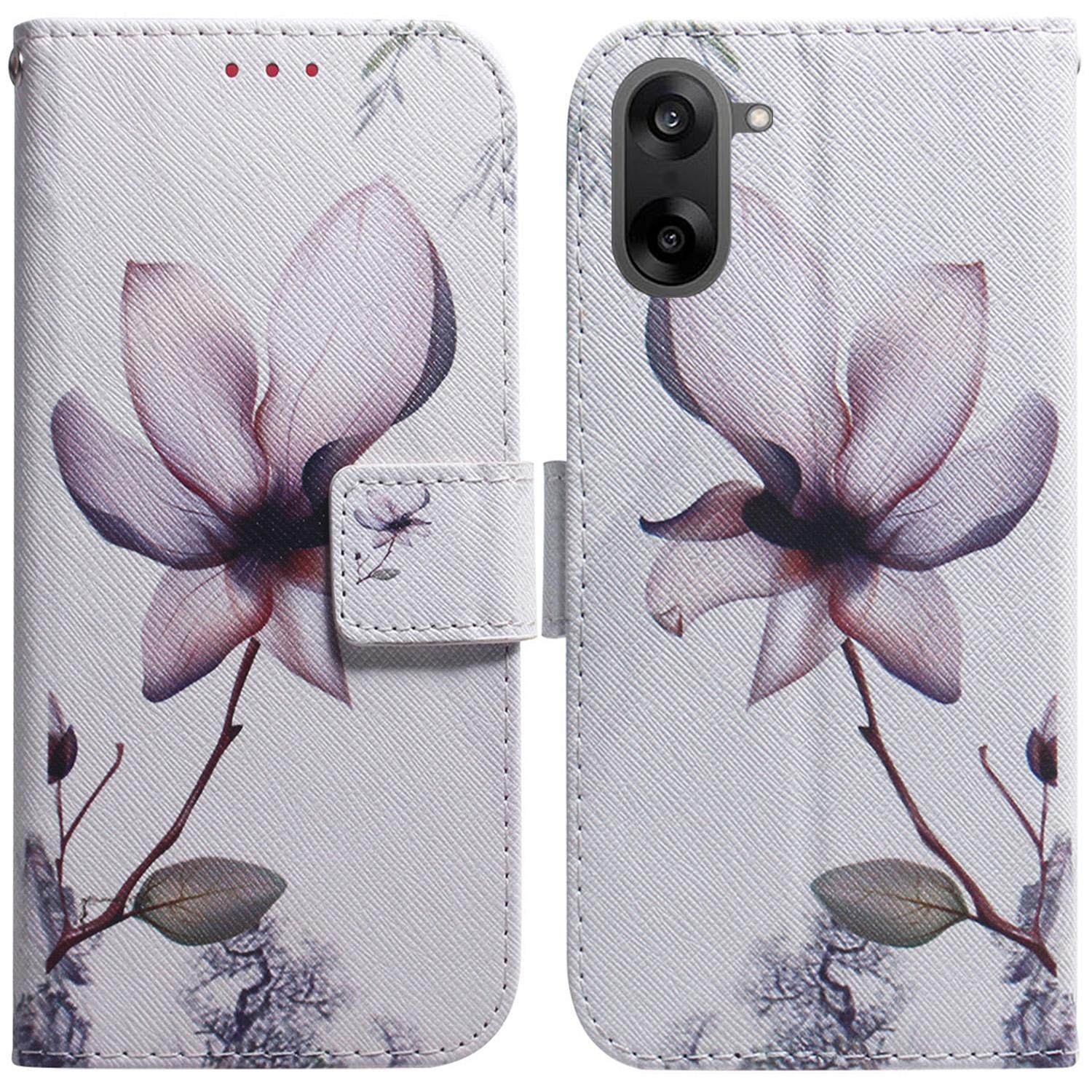 

For OnePlus Nord CE5 5G Wallet Case Pattern Print Leather Phone Cover Pink Flower