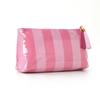 Pvc Striped Cosmetic Bag Makeup Bag With Fringe And Zipper Waterproof Travel Toiletry Bag Makeup Brush Case