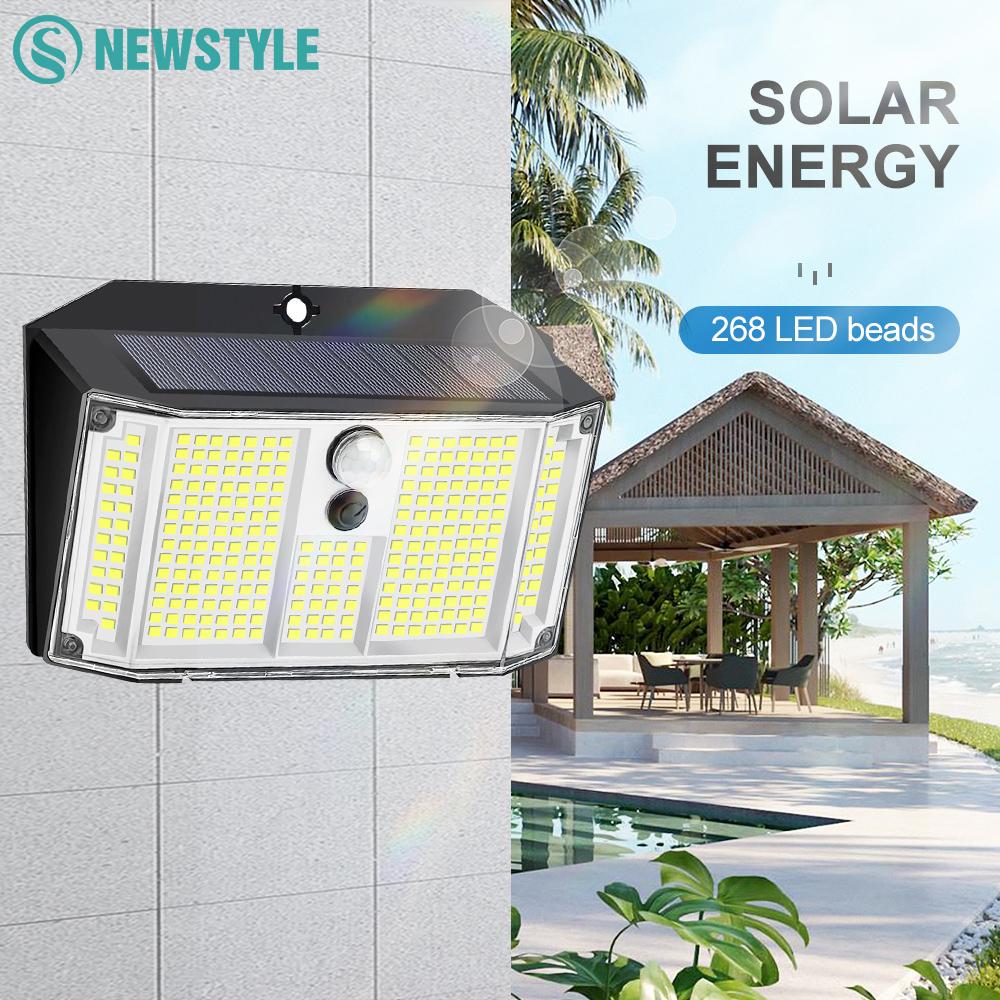 268/418 LED Solar Security Lights Outdoor 3 Modes Solar Powered Motion Sensor Lights Waterproof Wall Lights Fence Yard Garage