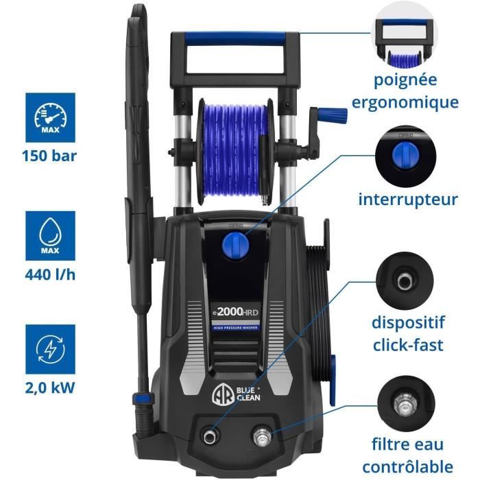 Nettoyeur Haute Pression - AR Blue Clean - E-2000 HRD - 2000 W - 150 Bars - 440 L/h