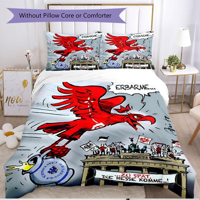 3-teiliges Bettbezug-Set (1 * Bettbezug + 2 * Kissenbezug, ohne Kern), Eintracht Frankfurt Print Weiches Ganzjahres-Bettwäscheset, Heim-Schlafzimmer-Dekoration Geschenk