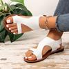 Cross-strap Flat Sandals Women's Retro Style Shoes Wide Strip Open-toe Beach Flip-flops