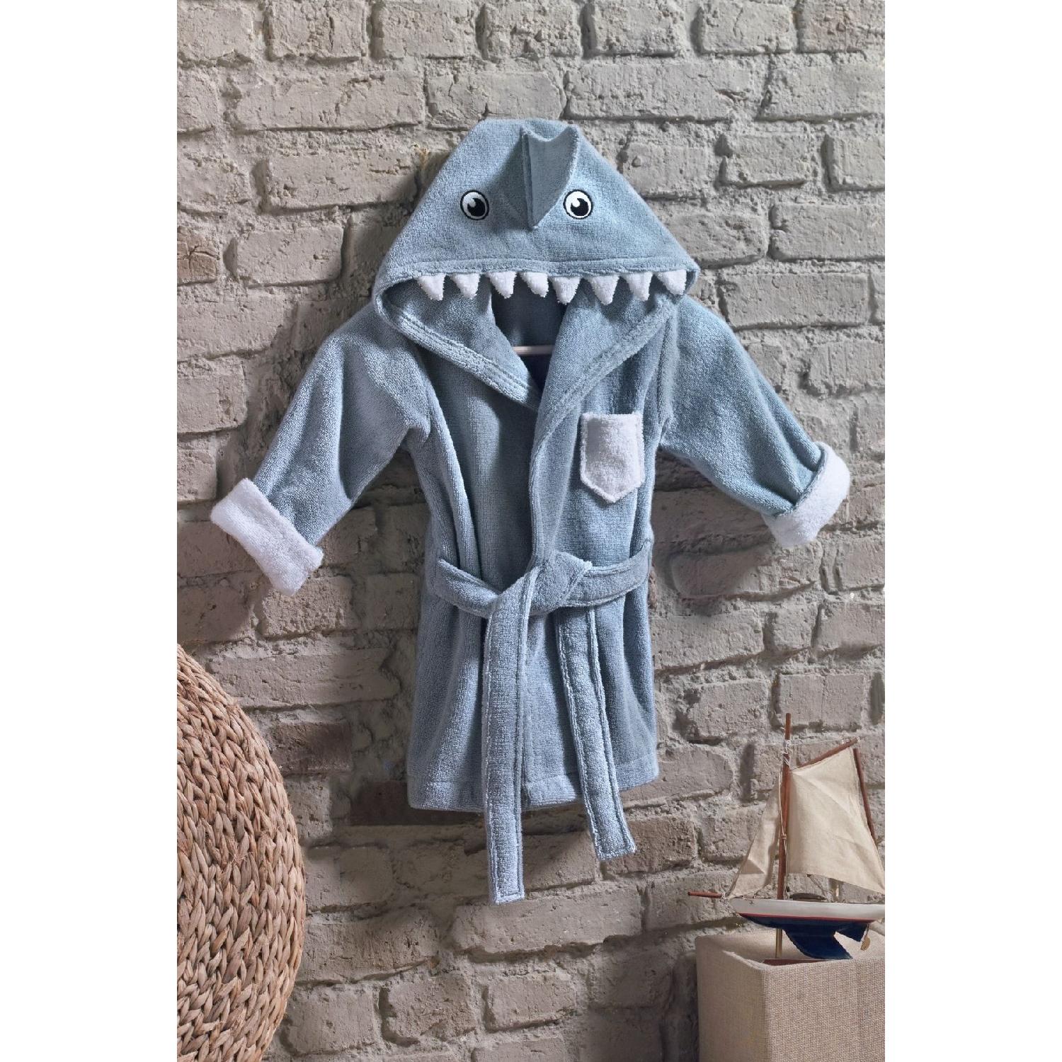

Дитячий халат Blue Boys Shark, 100% бавовна з 3D вишивкою 4-5 Yaş синій