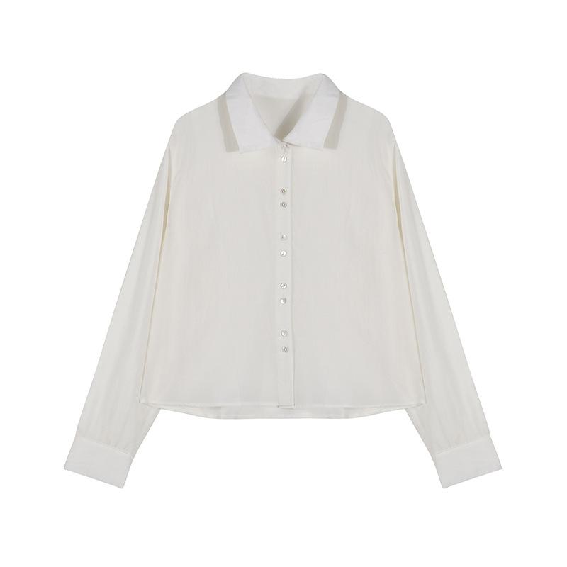 

Дизайн Sense Тенсел Рубашка от солнца с воротником-стойкой Женская M покинуть белый