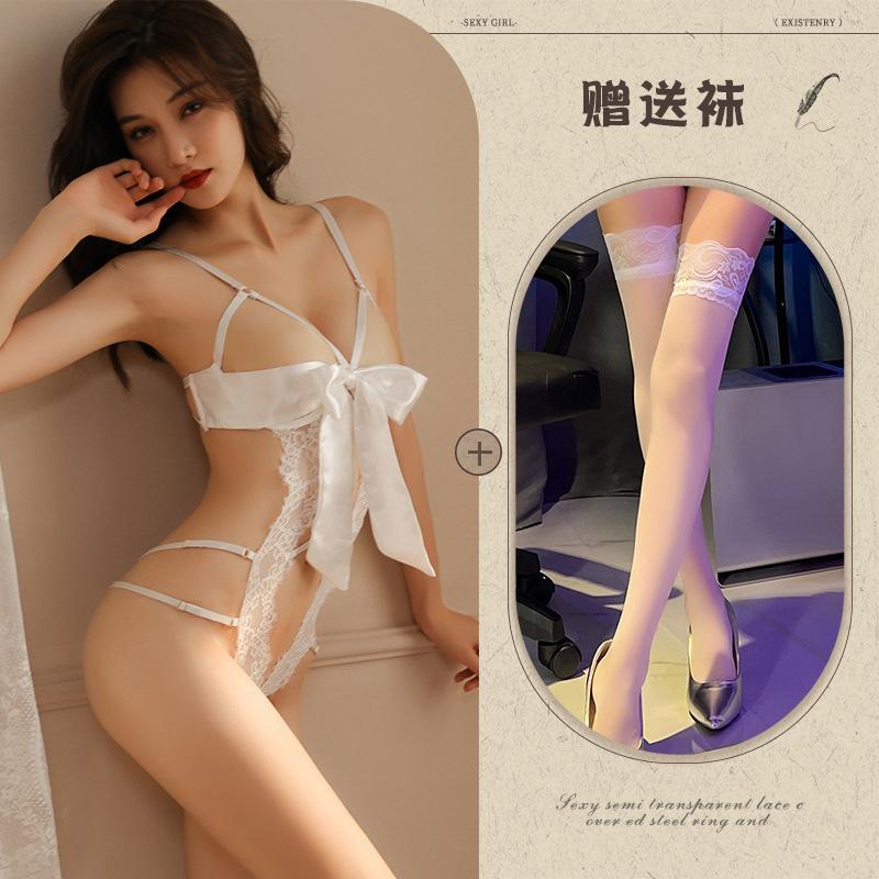 Sex underwear, no-take nightgown, sexy bow, small chest, passion, open file, temptation onesie, women's large size pure perspective