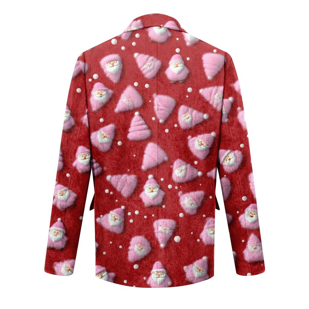 Herren Hässlicher Weihnachten Kord Warmtaschen Anzugjacke Strickjacke Herren Freizeitanzug