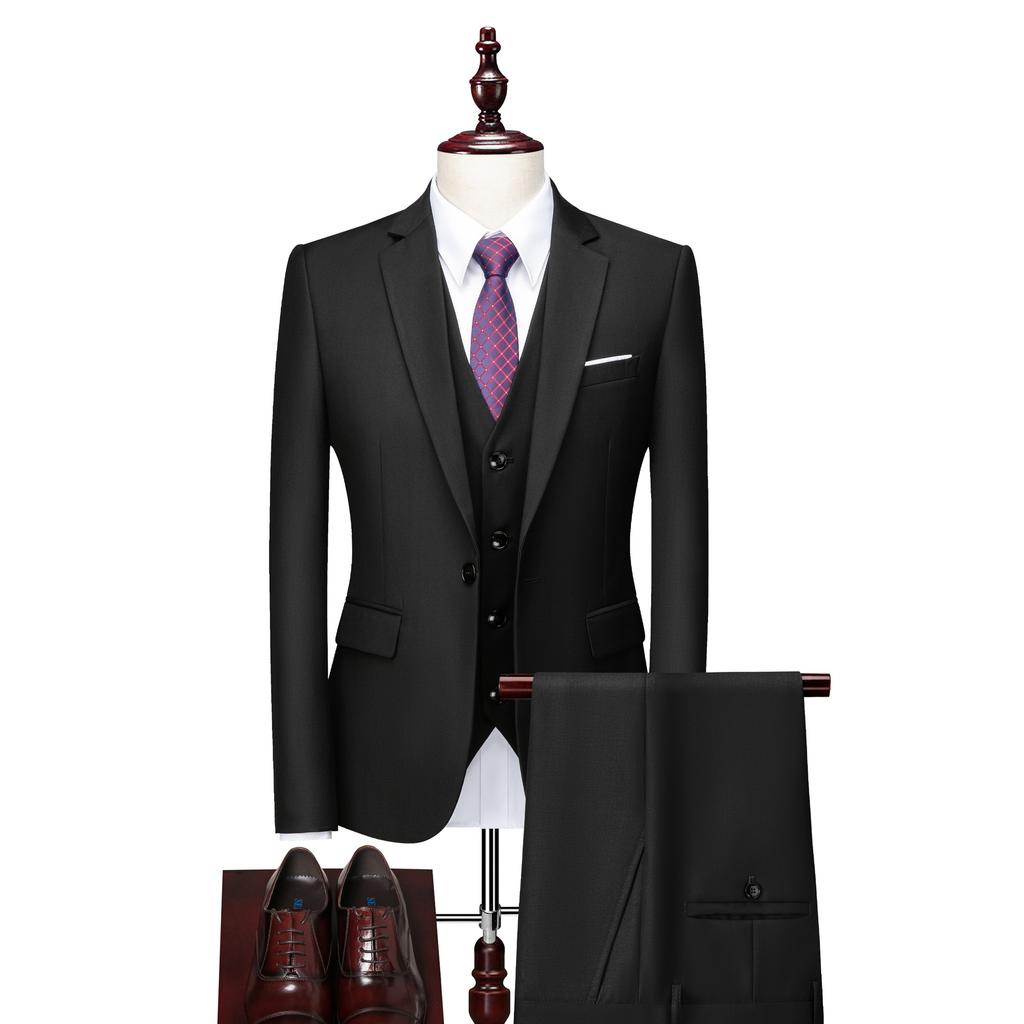 Pánský oblek Oblek Pánský třídílný set Velký jednobarevný oblek Business Professional Oblek