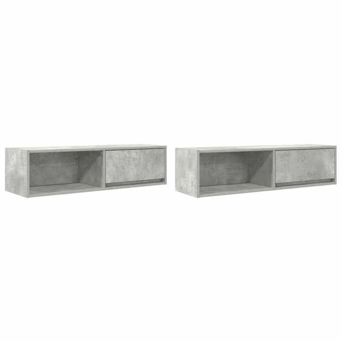 VidaXL Meubles TV 2 pcs gris béton 100x31x25,5 cm bois d'ingénierie, banc TV, meuble hifi, centre de divertissement, buffet 861479