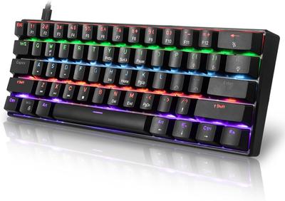 HUO JI Gaming USB Red English Fast Mechanical Rainbow LED Compatible with 60% Keyboard, Wired, Switches, Silent, Layout, Response, Keyboard,