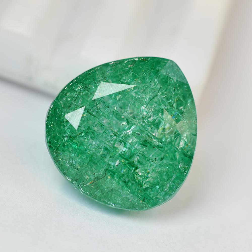 Natural Green Emerald 20.15 Ct Certified Pear Cut Loose Gemstone 15x15 mm