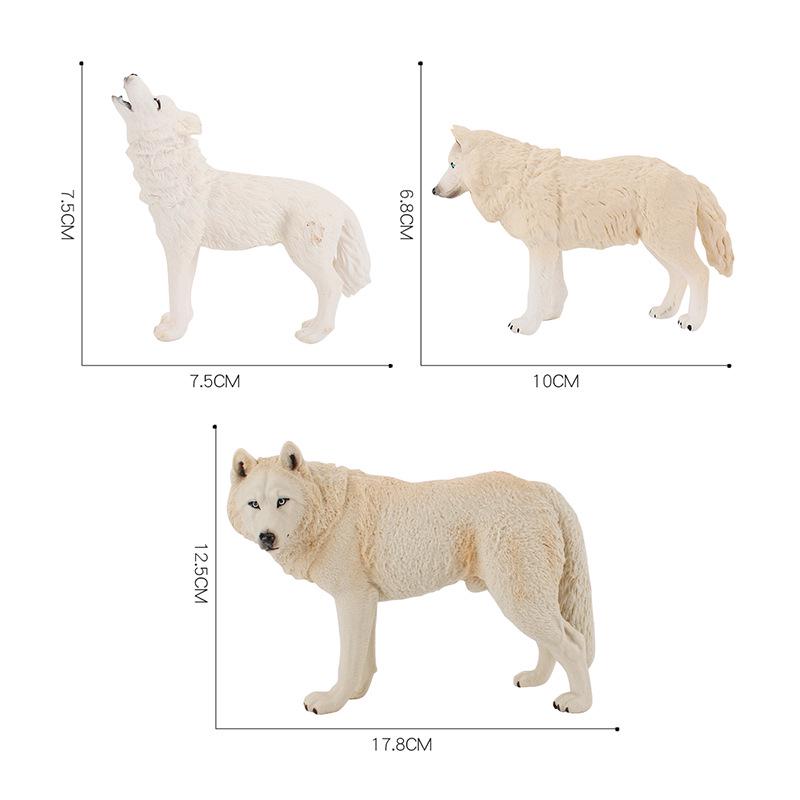 9-Piece Wildlife Park Simulation: Solid Male Wolf, Howling Wolf, White Wolf, and Wolf Cub Figurine Set