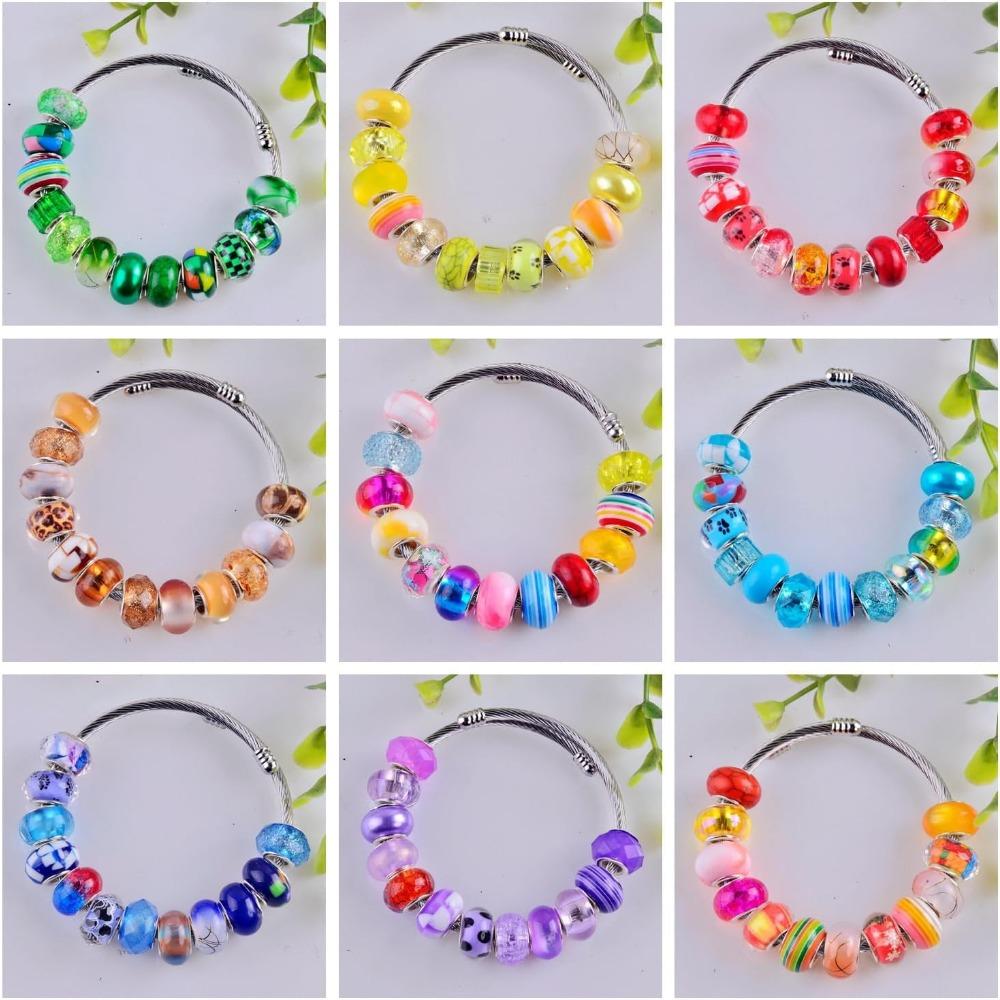 10/20/30 Stück Perlen mit großem Loch zur Armband-Schmuckherstellung, Großpackung 15 mm europäische Perlen für Stifte, Spacer-Charm Lampwork Murano Glas Kristallperlen