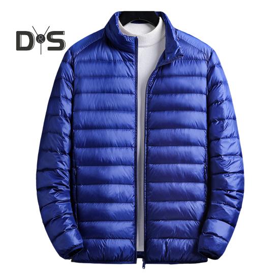 

Мужское хлопковое пальто с воротником-стойкой, длинным рукавом, застежкой-молнией, легкой курткой с боковыми карманами, стеганой хлопковой верхней одеждой XL королевский синий