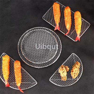 New Semi -Circular/Round Tempura Frying Sushi Bbq Net Durable Stainless Steel Drying Net Japanese Style Portable Barbecue Net