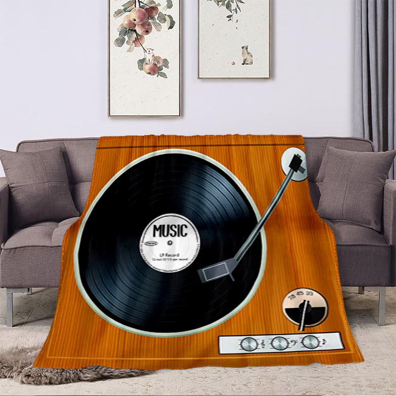 1PC Music Records printed blanket, all season lightweight home office outdoor nap multifunctional blanket A13