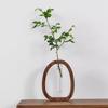 1PC Walnut Wooden Flower Vase Simple Glass Plant Vase Mini Aquarium Vase Flower Arrangement Home Decoration