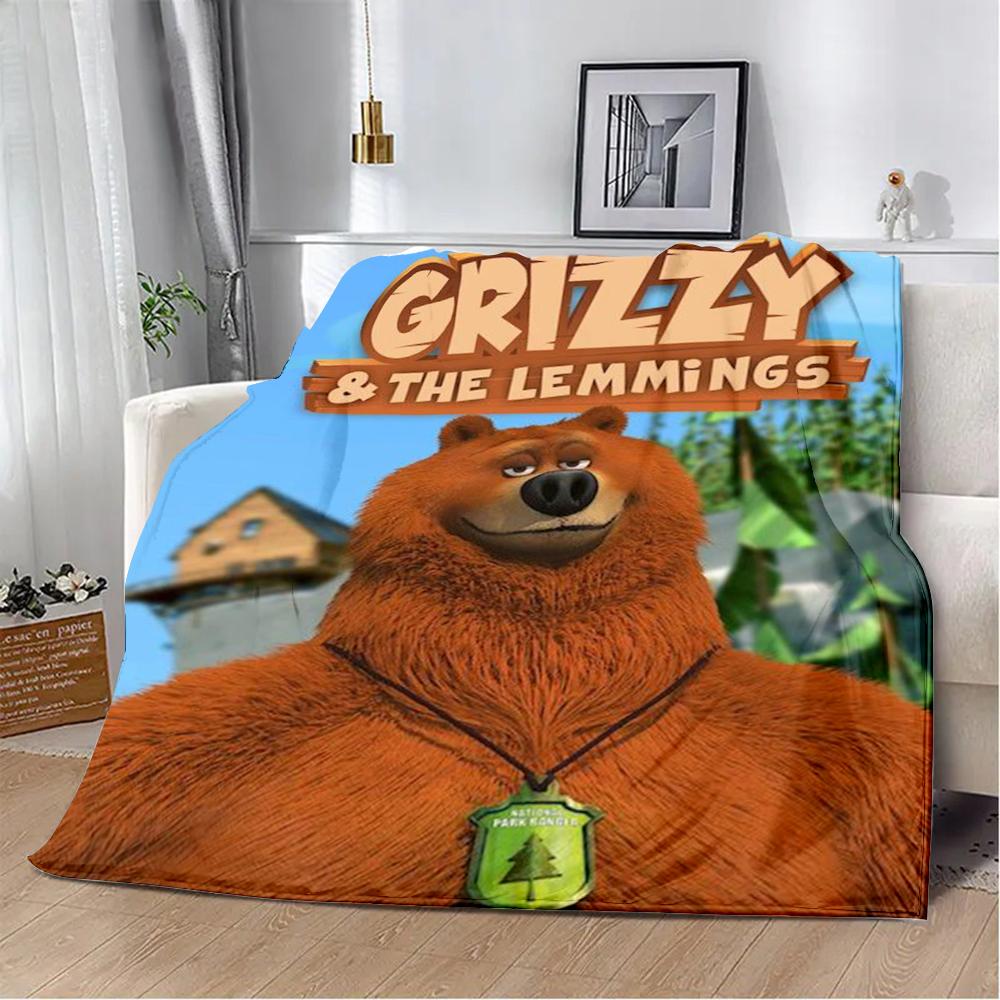 Cartoon Printed Blanket Picnic Blankets Grizzy and The Lemmings Warm Blanket Soft and Comfortable Home Travel Birthday Gift