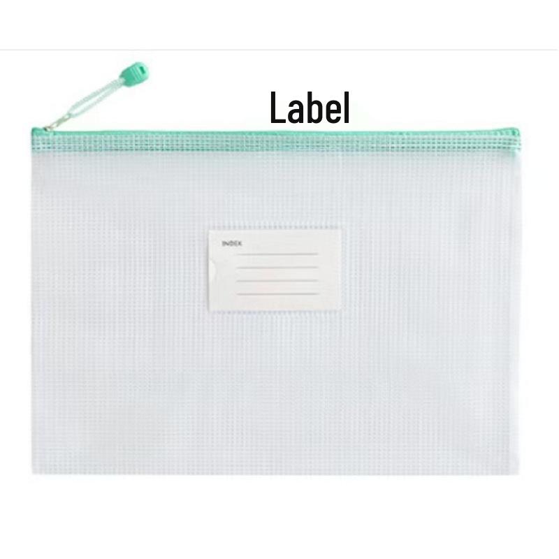 Thickened A4 Waterproof Document Bag with Zipper - Transparent Grid for Office, Test, Archives & Storage