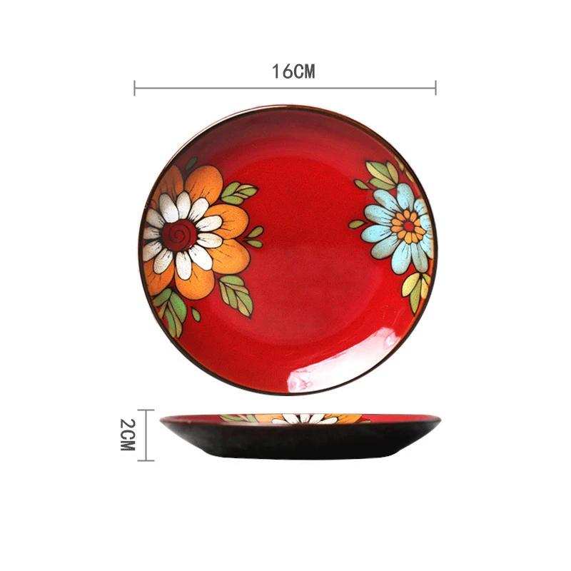 5-7-Zoll-Knochenteller Kreatives handbemaltes unterglasurfarbenes Keramikgeschirr Kaltes Gericht Obst Dim Sum Teller Snack Haushaltsgeschirr