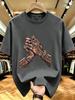 Summer New Unisex Oversized Rose Cross Print T Shirt 100 Percent Cotton Breathable Crew Neck Short Sleeve Casual Streetwear Loose