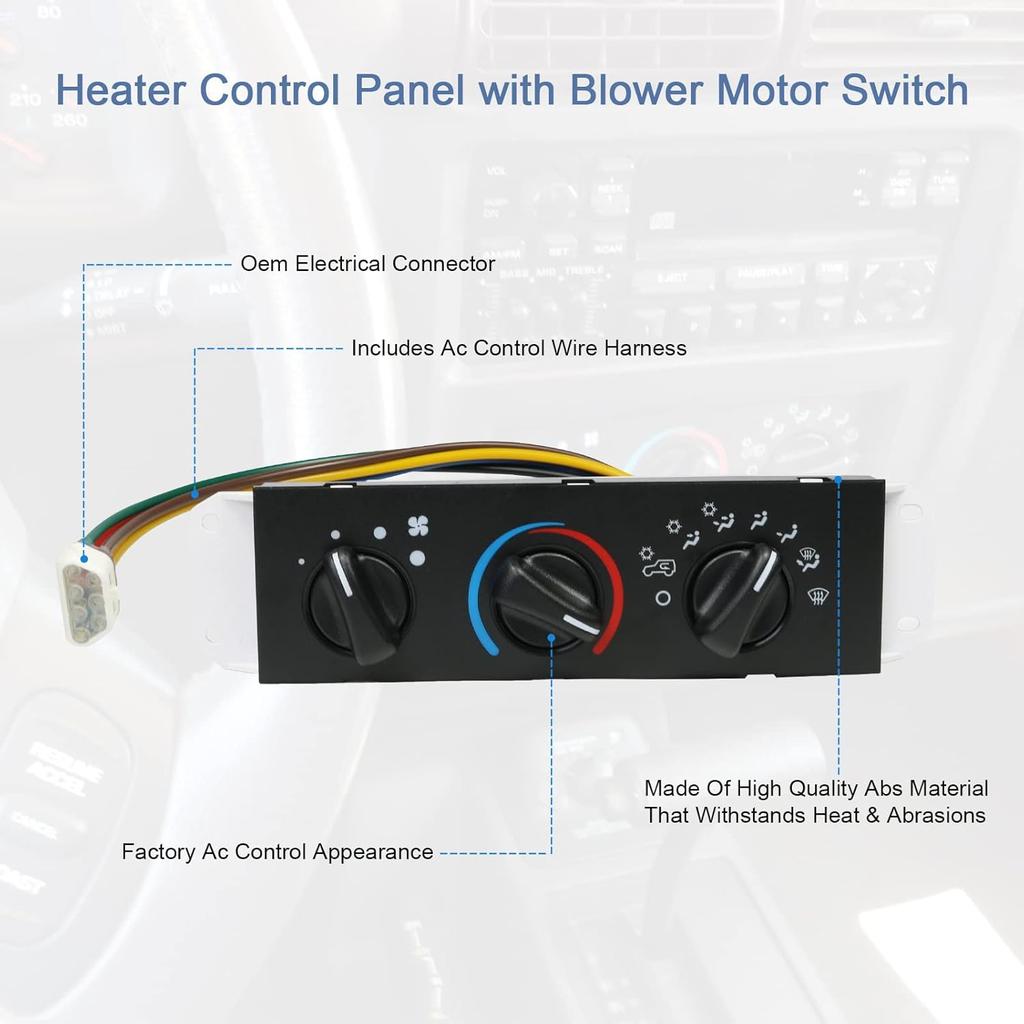 HVAC A/C Heater Control Panel With Blower Motor Switch For 1999-2004 Jeep Wrangler TJ Replace# 55037473AB, BL101, HS-373