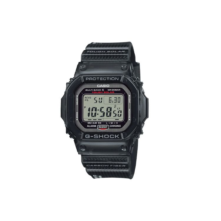 

Casio Digital Series Square New Functional Waterproof Shockproof Quartz Movement Resin Strap Men watches Gray GW-S5600U-1JF Black Strap