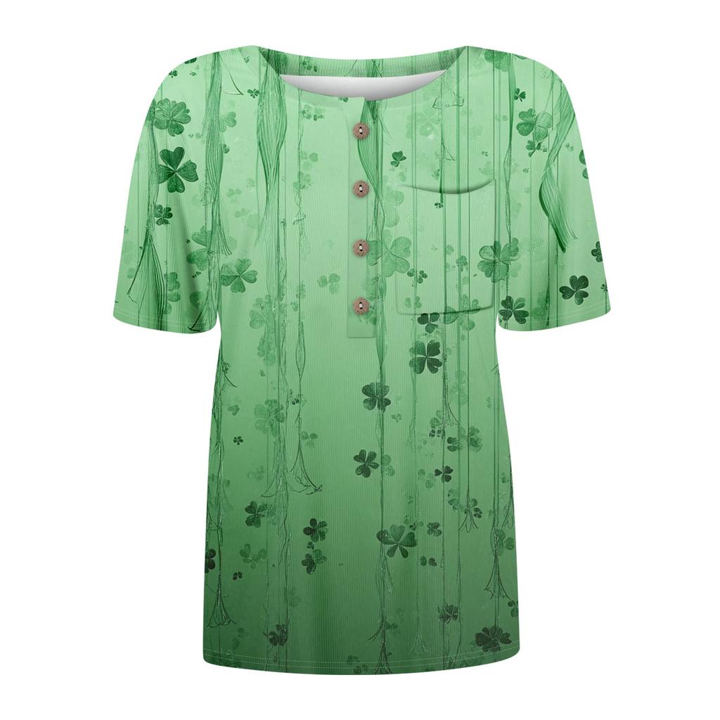 T-Shirts für Damen, plissiert, V-Ausschnitt, elegant, lässig, Blusen, bedruckt, kurzärmelig, Sommeroberteile, lockere Passform