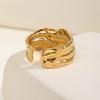 Vintage Irregular Textured Opening Ring for Women,Gold Color Stainless Steel Geometric Wedding Rings,Trendy Jewelry Gift