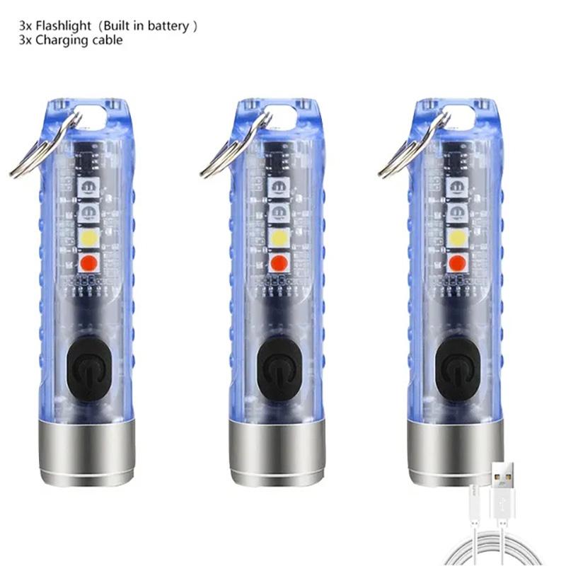 Multifunktions-Mini-EDC-LED-Taschenlampe Tragbares Schlüsselbundlicht MagneticTorch USB-aufladbare UV-Lampe Notfall-Campinglaterne