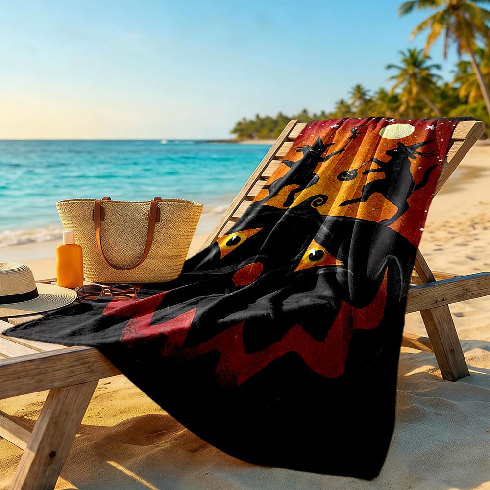 Halloween Beach Towel Quick-Dry Soft Microfiber Comfortable Lightweight Suitable for Sports, Travel, Swimming, Yoga, Bathroom, Beach, And Pool