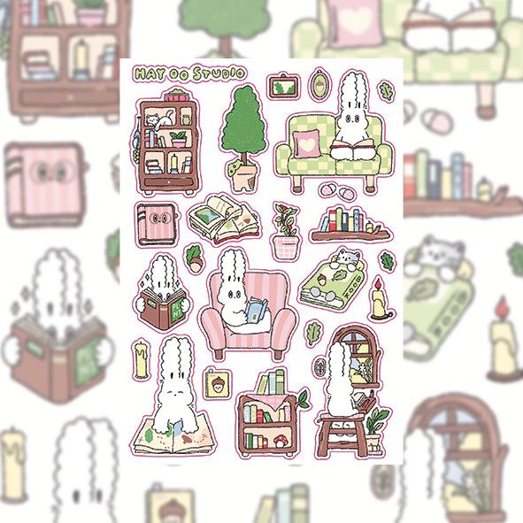 INS Kawaii Rabbit Cartoon Stickers Korean Style Creative Decals for Diary Notebook Scrapbook Decoration