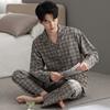 Pure Cotton Pajamas Men'S Spring And Autumn Autumn Long-Sleeved Large-Size Cardigan Medium Dad Loungewear Set
