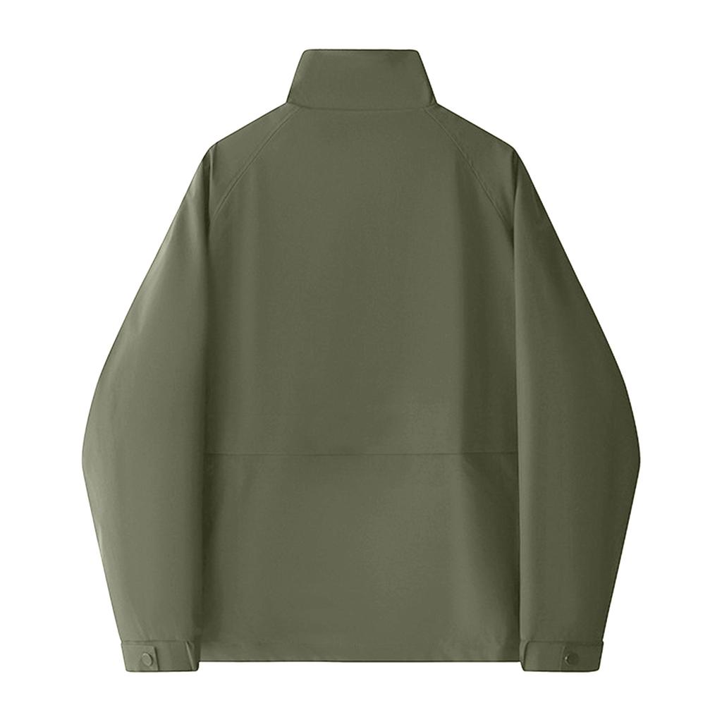 Men's Solid Color Jacket Loose Casual Sports Stand Collar Large Pocket Outdoor Jacket