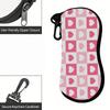 Pink Aesthetic Heart Pattern Soft Pouch,Sunglasses Case,Portable Eyeglasses Bag,Lightweight Scratch Proof Spectacle Holder for Travel