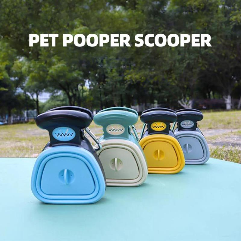 Foldable Portable Dog Poop Scooper with Waste Bag Clip Outdoor Dog Walking Pet Waste Cleaner Tool