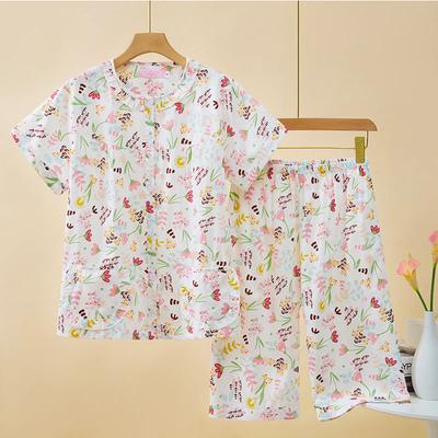 Women's Pajamas Flower Printing Household Women's Pajamas Loungewear  Two-Piece Outside Sleepwear Spring Autumn