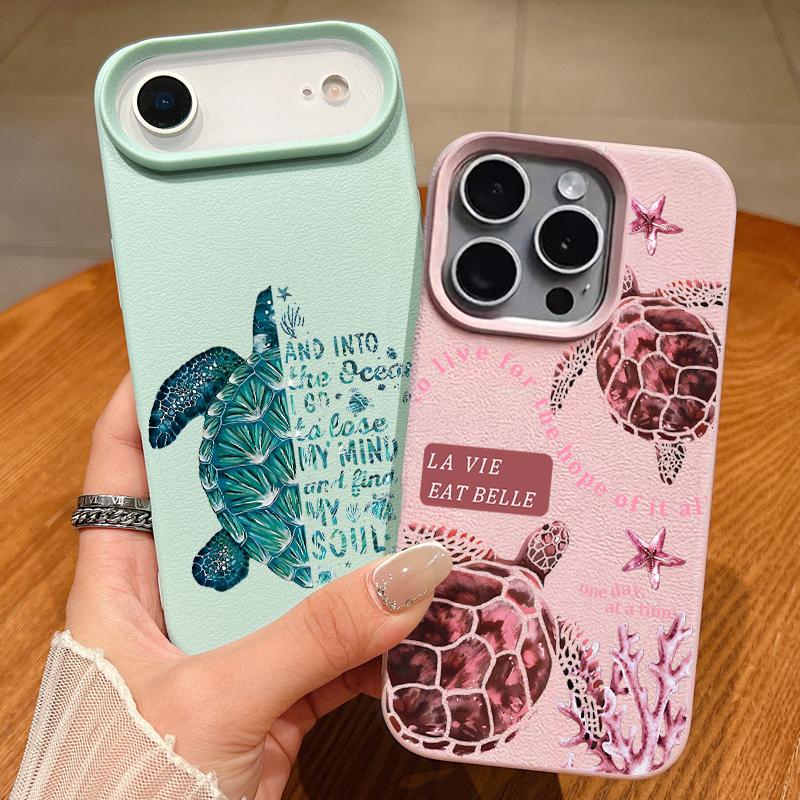 Colorful Ocean Park Phone Case For iPhone 17 16 Pro Max Luxury Leather Texture Matte Silicone Cover For iPhone 15 14 13 Pro Max 11 16e 17e