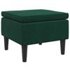 Footstool with Wooden Legs Dark Green Velvet