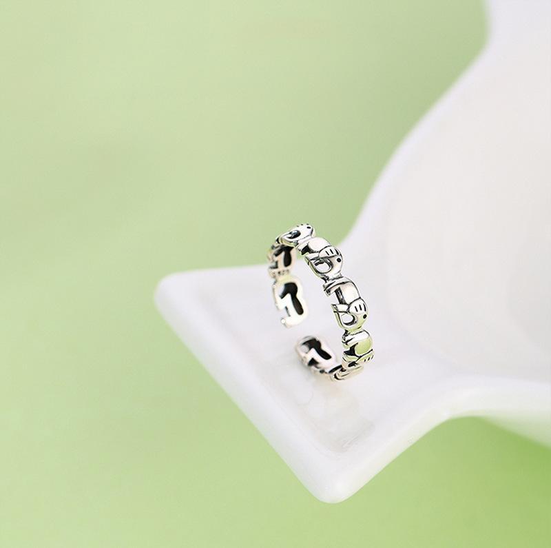 Jixiang Ruyi Attracts Good Luck Index Finger Ring Female Thai Style Fashion Personalized Design Retro Elephant Opening Ring