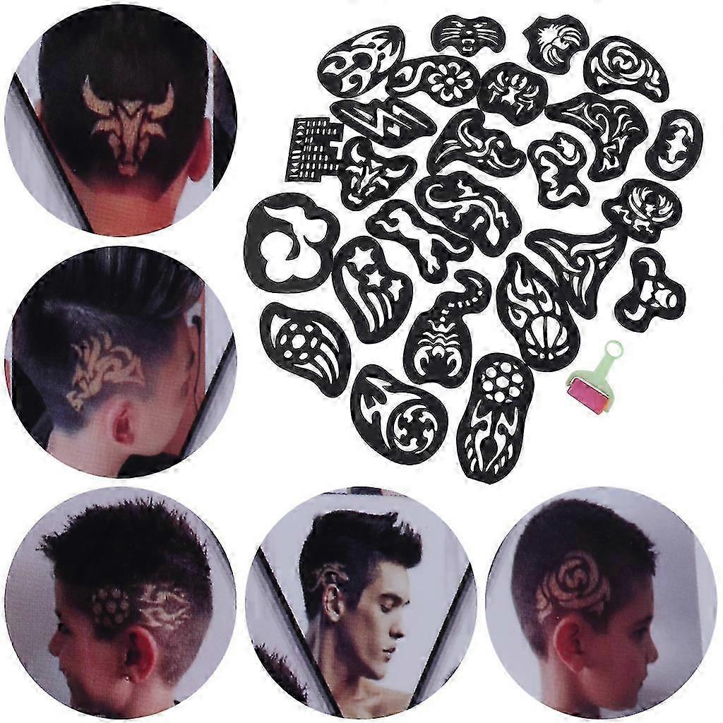 2025 25PCS Hair Tattoo Template Hair Trimmer Carved Coloring Cool Hairstyling Tool