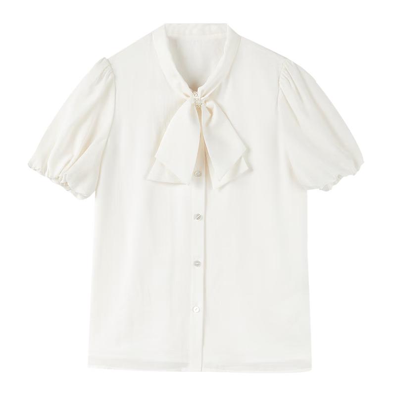 Autumn Water Yi Ren Pearl Button Puff Sleeve Blouse XL